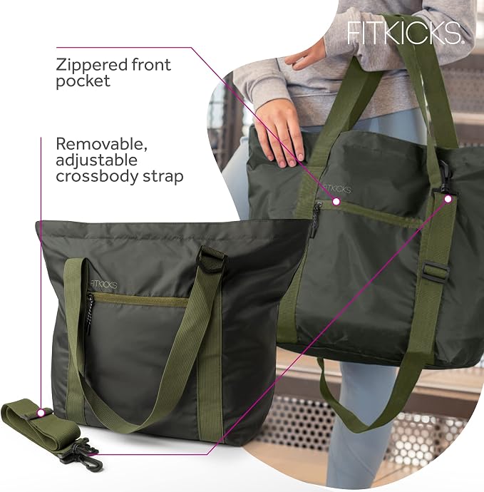 FITKICKS Hideaway Packable Duffle, Large Duffle Bag for Travel, Green - Image 3