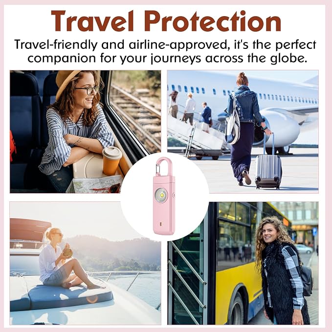 Rechargeable Personal Alarms for Women, Keychain Siren Alarm with Flashlight, Back to School College Essentials for Daughter, College Students, Teen Girls, Elders, Kids, Travel Essentials, Rose Gold - Image 6