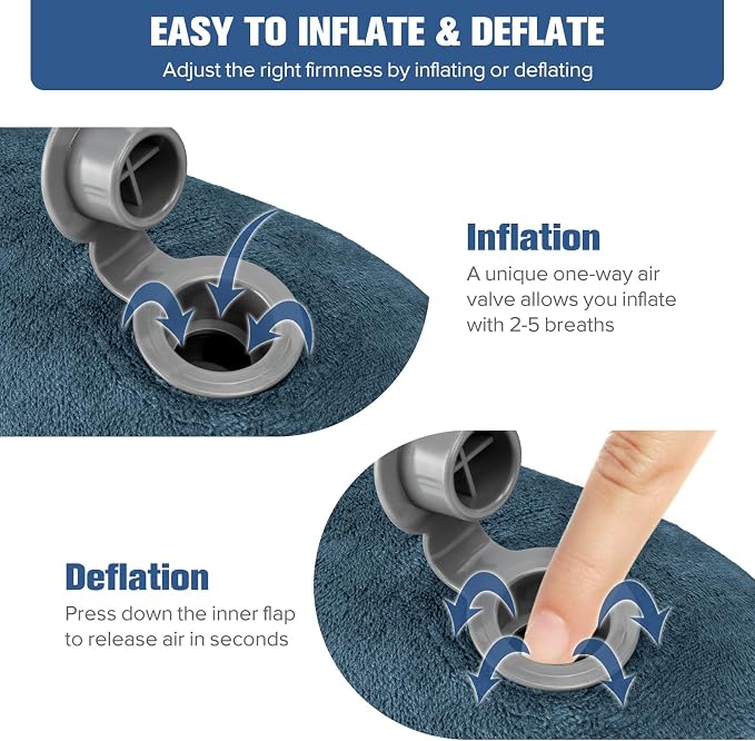 Rewondah Inflatable Travel Pillow for Sleeping Airplane - Inflatable Neck Pillow for Traveling on Plane with Washable Cover, Blow up Neck Travel Pillow for Airplanes, Cars - Portable and Comfortable - Image 5