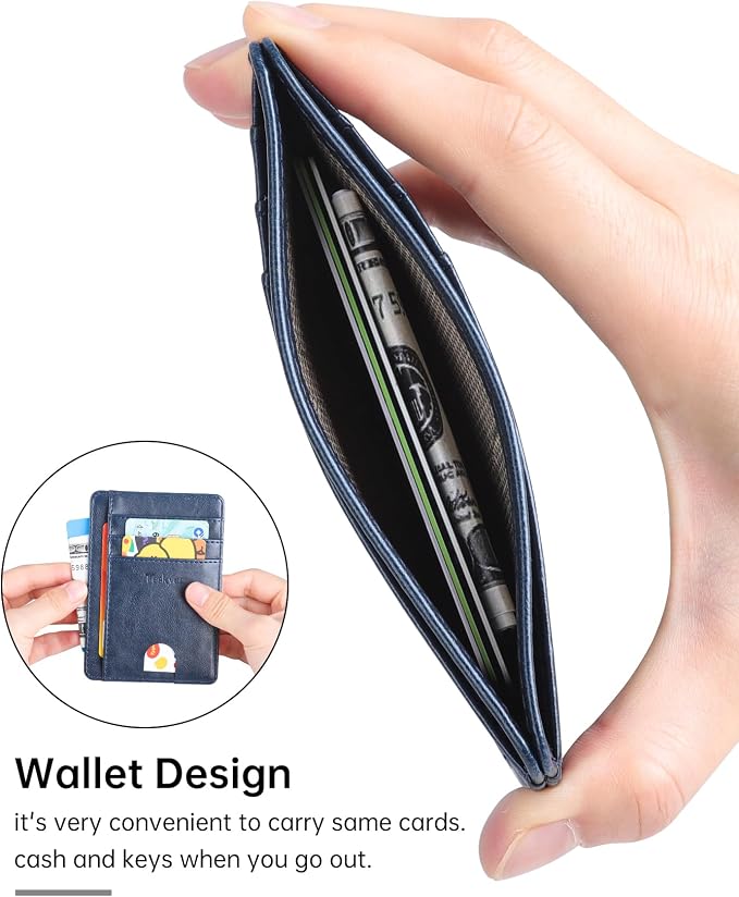Teskyer Slim Minimalist Wallet for Men, RFID Front Pocket Card Holder | Ultra Slim Front Pocket Design, 8 Card Slots, RFID Protection, Smooth Faux Leather for Everyday Carry - Image 5