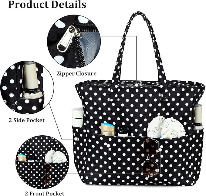 LEDAOU Large Beach Bag for Women, Waterproof Sandproof Tote Bag with Zipper | 36L Pool and Swim bag with Zipper, Wet/Dry pocket and 7 Pockets for Beach Days, Cruises, Vacations and Family travel - Image 6