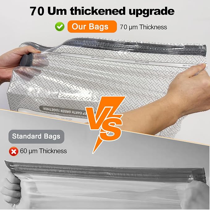 Vacuum Seal Bags for Clothing Travel, with Electric Pump 12-Pack | Save 80% luggage space. Tear-resistant PA+PE. Smart travel essentials replacing compression packing cubes. - Image 6