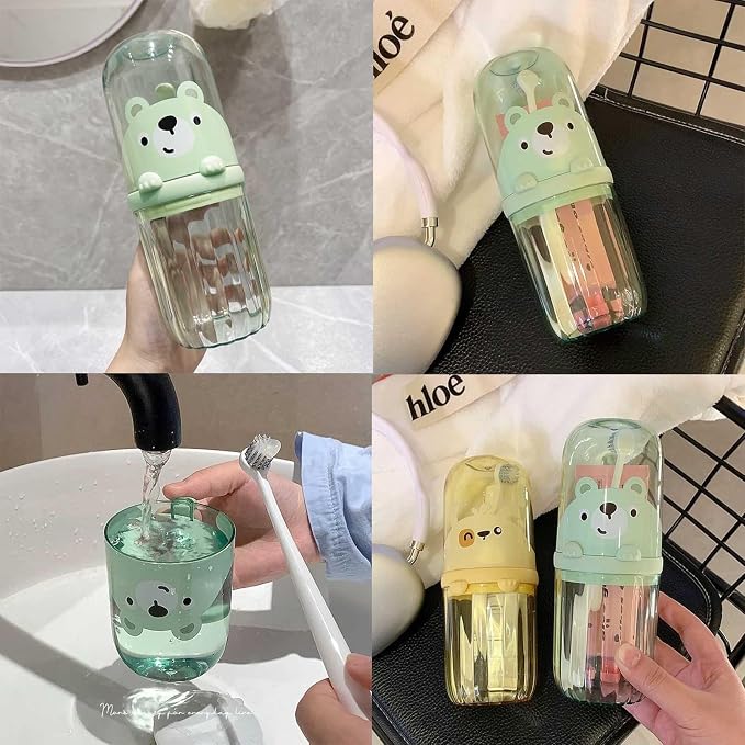 Cute Toothbrush Travel Case for Kids with Detachable Handle, Portable Cute Toothbrush Holder, Multifuction Toothbrushes Toothpaste Storage Box for Camping Travel or Home Use (Green) - Image 5