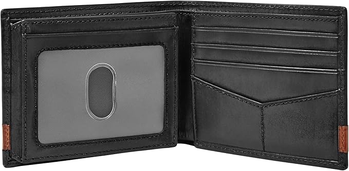 Fossil Men's Quinn Leather Bifold with Flip ID Wallet, Men's Leather Wallet, Black - Image 2