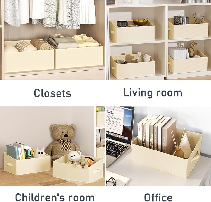 DIMJ Closet Storage Bins 6 Pack - Fabric Storage Baskets for Shelves, Large Clothes Organizers with Handles, Trapezoid Shelf Organization Storage Cubes for Purse, Toys, Books, Towel, Clothes - Image 6