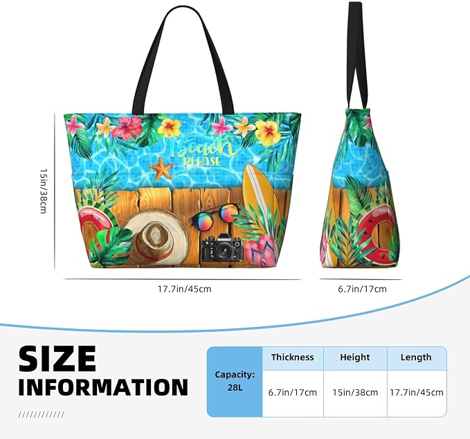 Beach Bag Tote Bags Waterproof Sandproof for Women Large Beach Tote Pool Bag Foldable with Zipper for Travel Weekend - Image 6