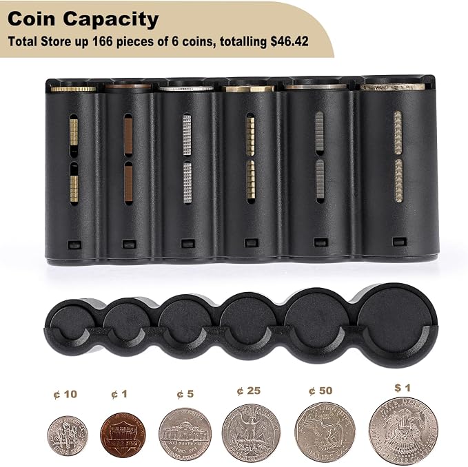 BSTKEY US Coin Holder Coin Dispenser, Fanny Pack with Banknote Waiters Purse Coin Sorter Coin Organizer, Coin Storage Bag with Belt for Waitress Server Collector Cashier Change （Gray） - Image 2