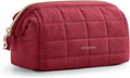 BAGSMART Makeup Bag Travel Toiletry Bag, Puffy Padded Make Up Bags for Women Makeup Organizer Case, Wide-open Pouch Purse Travel Essentials Toiletries Accessories Brushes, Garnet Red by BAGSMART