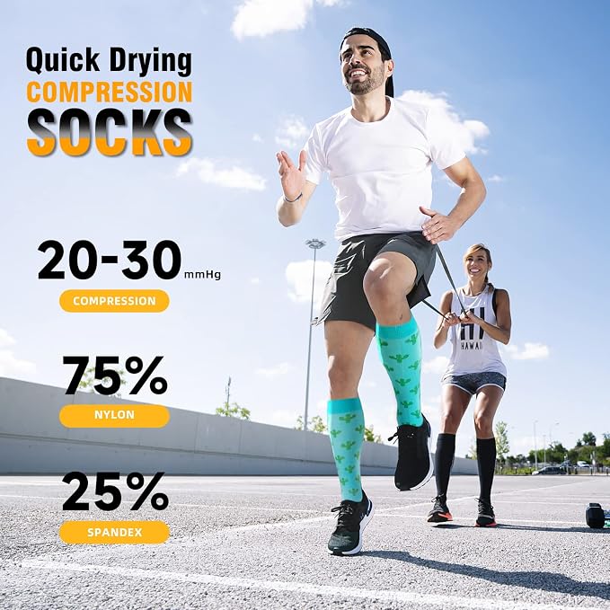 cerpite Compression Socks for Women & Men 6 Pairs Knee High Compression Socks 20-30 mmhg Best for Running,Nurse,Travel - Image 2