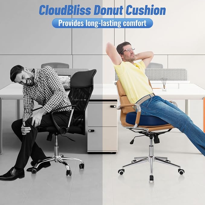 CloudBliss Donut Pillow Stadium Seat Cushion for Tailbone Pain Relief and Hemorrhoids, Memory Foam Seat Chair Cushion, Portable Seat Cushions for Bleachers, Car, Home & Office - Image 7