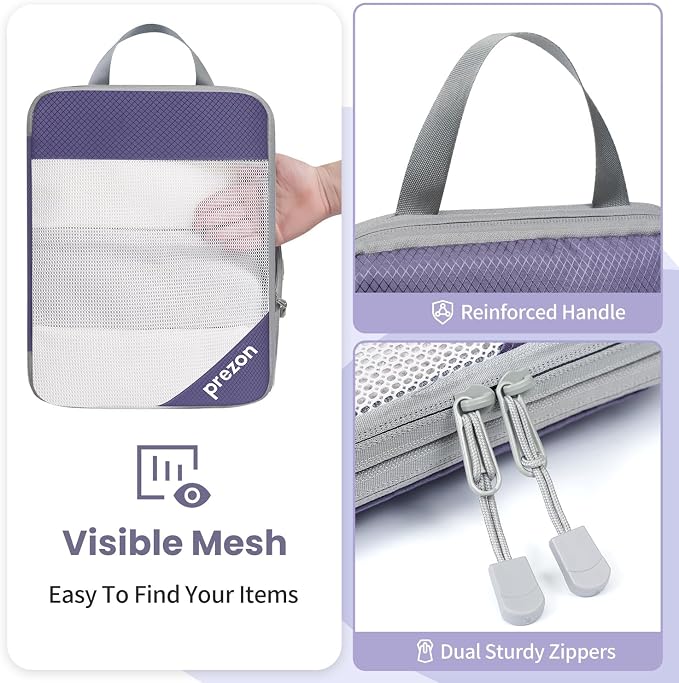 Compression Packing Cubes for Travel, Lightweight Vacation Travel Essentials, Travel Accessories for Suitcase Organizer Bags Set, Durable Luggage Organizer - Image 3