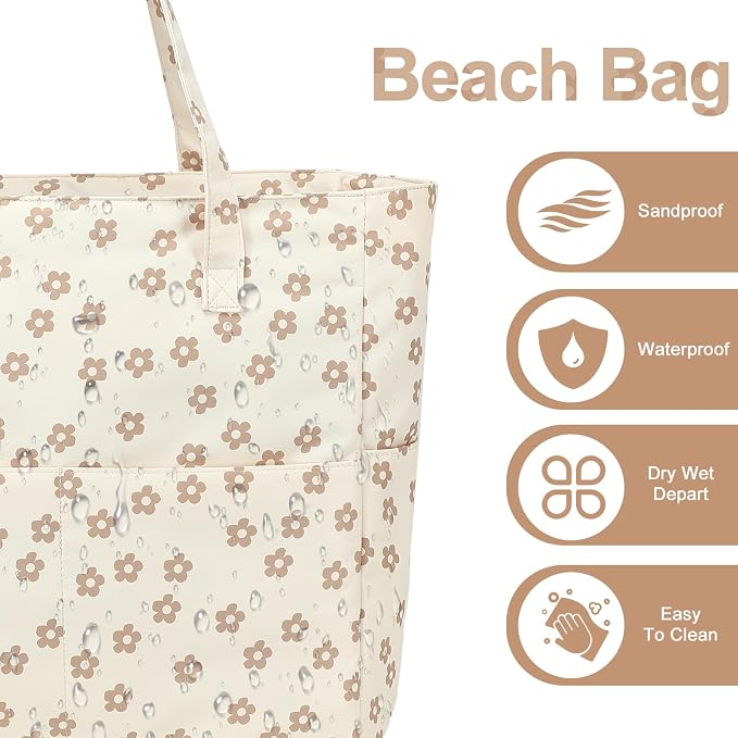 Bluboon Beach Bags for Women, Large Waterproof Tote Bag With Wet Compartment for Pool Weekender Travel Gym - Image 5