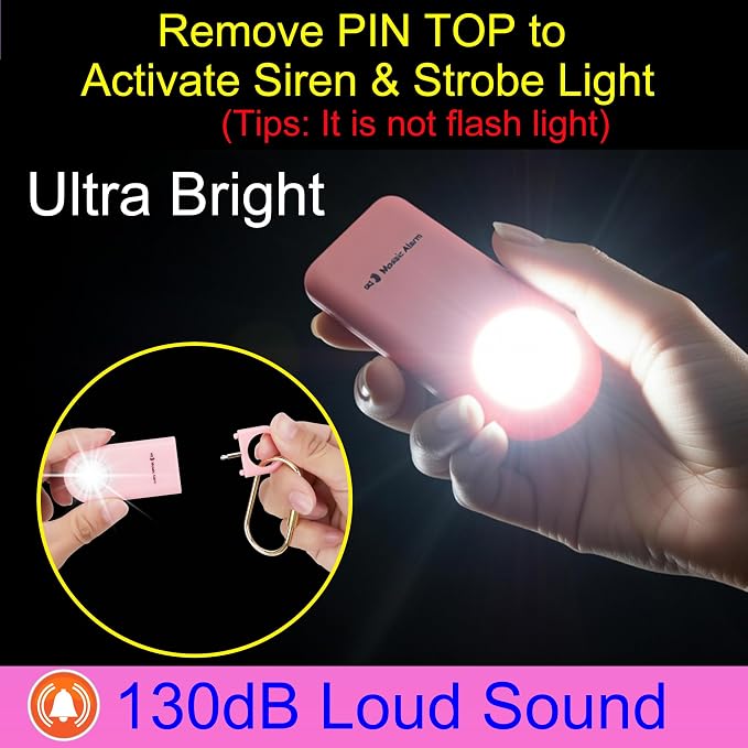 130dB Personal Safety Alarm Ultra Bright Strobe Light. Loud Sound SOS Emergency Alerts. Self Defense Keychain Siren for Women, Children, Night Runners, Hiking. Bear Alarm Deterrent. Aqua - Image 6