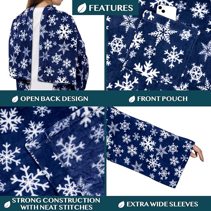 PAVILIA Wearable Blanket with Sleeves for Adult Women Men, Cozy Fleece Warm Wrap Throw with Arms, Gifts for Christmas, Wife - Image 2