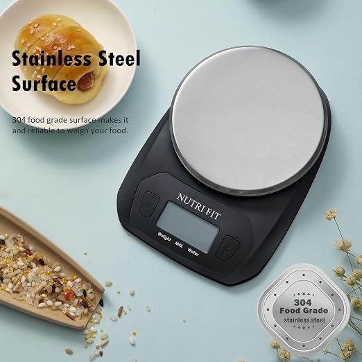 Digital Food Scale Small Kitchen Scales Weight in Grams Oz Black | Stainless Steel Panel, 1g Increment, Max 11lbs, Extra-Small Size, Smart Tare, Cooking Baking Weight Loss, Backlit LCD Display - Image 3