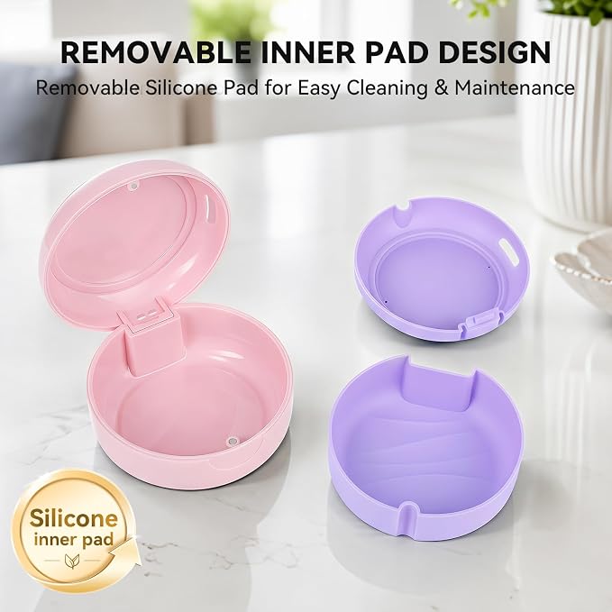 Portable Vent Denture Bath Case Soft Buffer Holder for Travel False Teeth | Safe material, removable silicone pad for hygienic use, multi-scene use, pocket fit for home, journeys & daily oral storage - Image 5