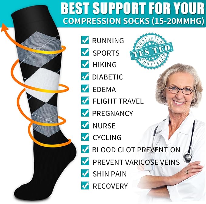 Copper Compression Socks for Women & Men (6 pairs) - Best Support for Nurses, Running, Hiking, Recovery - Image 5