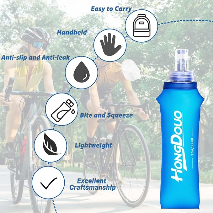 2 Packs Soft Flask, 17oz/500ml TPU Collapsible Soft Water Bottle for Hydration Pack, Running Vest, BPA-Free Folding Water Bottles for Hiking Cycling Climbing Running Outdoor Sports - Image 7