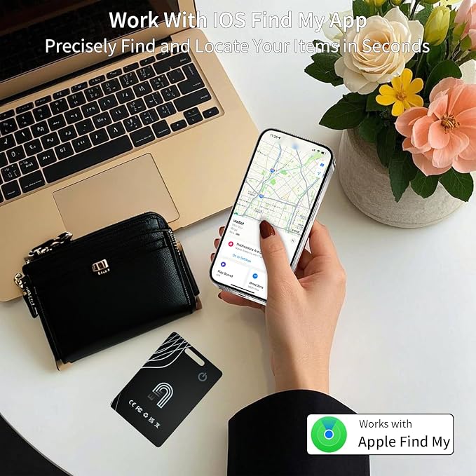Ultra-Thin Wallet Tracker Card Works with Apple Find My, Rechargeable Slim Tracking Card, Bluetooth Tracker for Wallets, Key Finder & Item Locator for Luggage, Passports - MFi Certified iOS Only - Image 3