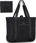 Voova Large Canvas Tote Bag for Women with Shoulder Strap, Black | 13-inch laptop compartment and multiple pockets in a roomy crossbody tote for work, travel, school or shopping by Voova