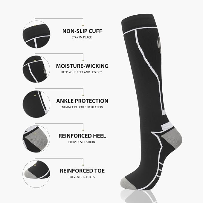 hello momoya Compression Socks for Women Men Circulation Knee High 8 Pairs for Nurses, Running, Travel, Athletic - Image 5