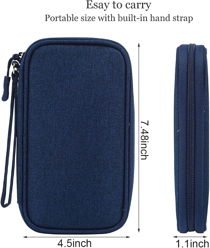 CAAORDKSO Electronic Organizer Travel Cable Accessories Case, Organizer Bag, Accessories Pouch for Cable, USB, Cord, Charger, Phone, Power Bank, Earphone (Navy Blue) - Image 2