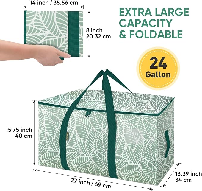BALEINE 6-Pack Oversized Moving Bags with Reinforced Handles, Heavy-Duty Storage Tote for Clothes, Moving Supplies (Antique Folidage, 6-Pack) - Image 2