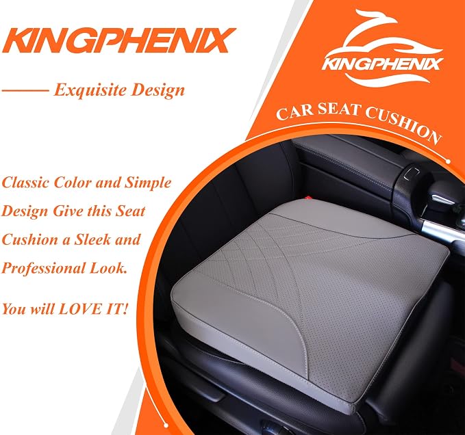 kingphenix Memory Foam Car Seat Cushion for Driving Comfort and Office Use | Coccyx and Lower Back Pressure Relief, Non-Slip Seat Cushion for Cars, Trucks, SUVs, Long Drives and Office Chairs, Gray - Image 9