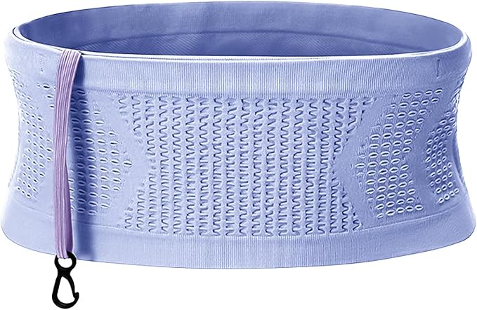 Slim Running Belt, No-Bounce Hidden Waist Pack with 360° Opening for Soft Flask, Cellphones, Keys or Gels, Purple, Medium by Adorila