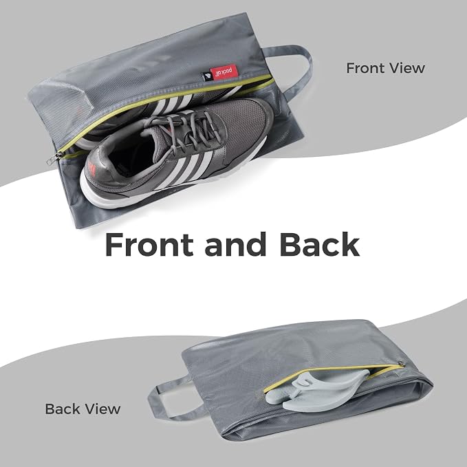 pack all Shoe Bag for Travel, Dual Pocket Shoe Pouch for Sports | Water-Resistant, Odor-Resistant, Dustproof, Portable, Soccer Cleats & Gym Storage, Fits Up to Size 16, Grey - Image 2