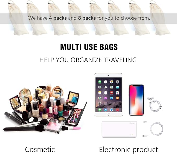 PlasMaller Shoe Storage Bags 100% Cotton with Drawstring for Men and Women for Travel Protecting and Storing Shoes - Image 8