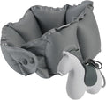 InfInflatable Travel Neck Pillow Built-in Pump & Cute Storage Bag | Adjustable Cervical Support Travel Pillow For Airplane, Train, Office, And Long Trips. Hygienic Fabric (Gray) by Tearom