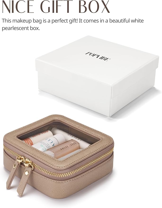 Small Makeup Pouch Clear Makeup Bag for Purse Travel Mini Bag for Women for Essentials Cute Cosmetic Case Traveling Small Toiletry Bag Portable Mini Pouch for Car Organizer Bag Gold - Image 6