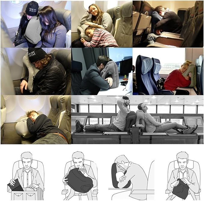 Inflatable Travel Pillows for Airplane, Blow Up Neck Pillow for Sleeping, Airplane Travel Essentials for Long Flight Support Head, Neck and Lumbar, Used for Car/Bus/Train/Office Rest, Adults Kids - Image 9