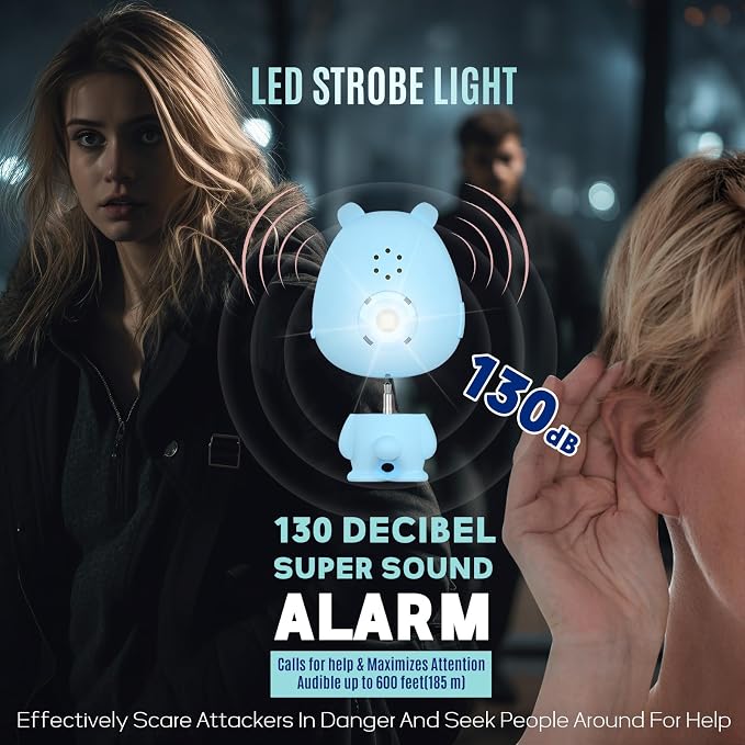 Rechargeable Personal Alarm for Women – 130dB Loud Emergency Alarm Keychain with Strobe Light, Self-Defense Safety Alarm with Low Battery Alert for Women, Kids & Seniors - Image 2