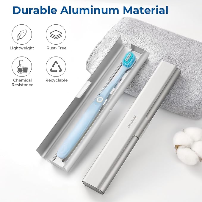 Aluminum Toothbrush Travel Case, Portable Travel Toothbrush Holder, Durable Manual Toothbrush Box Container for Traveling, Bathroom, Camping, Business Trip-1Pack Silver - Image 2