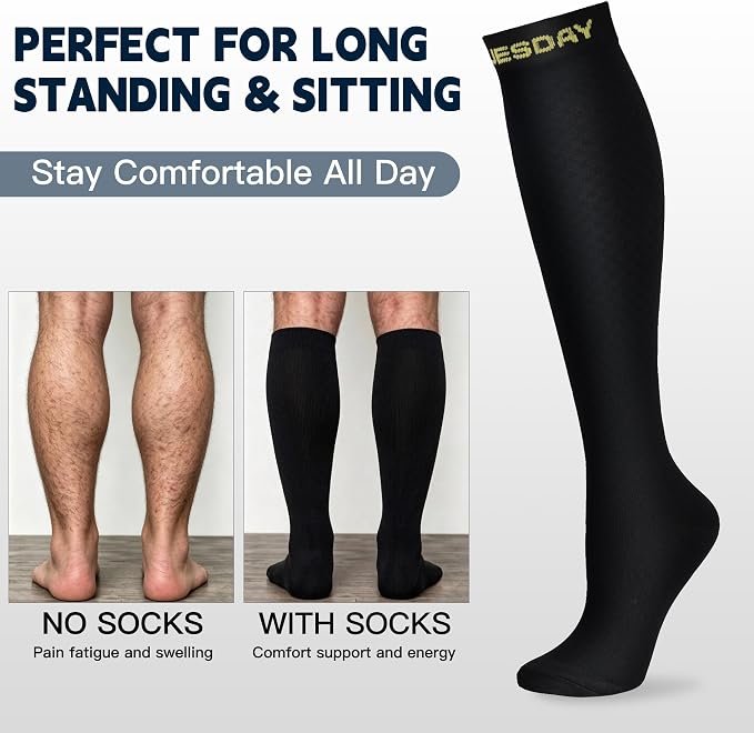 7 Pairs Copper Compression Socks for Men Women 20-30 mmHg Knee High Socks | S/M to XXL Fit, Copper Fiber, Graduated Compression, Circulation Support, Moisture Wicking, Tired Legs & Swelling Relief - Image 6