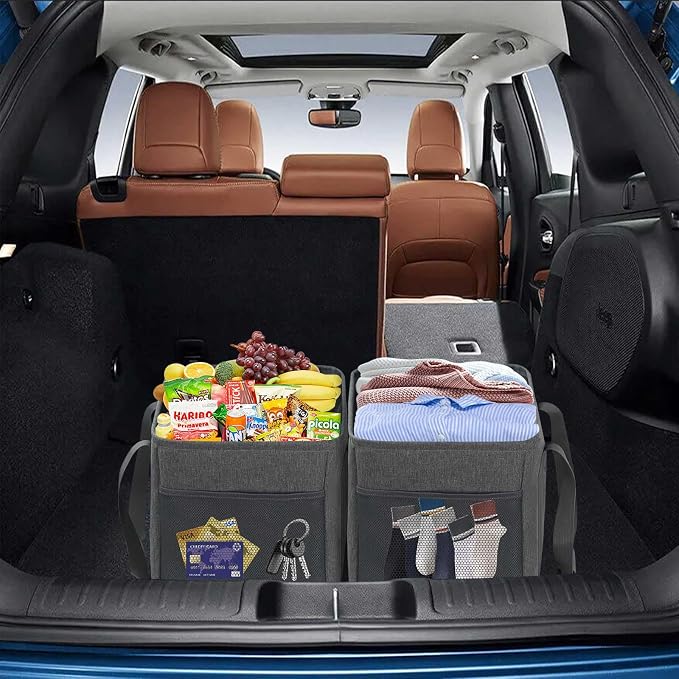 LHZK Standing Utility Tote Bag with Metal Wire Frame and the Sides Rinforced, Large Tote Bag with Handle, Reusable Grocery Bags Foldable, Beach Bag, Car Tote (Grey, 18.5''x11.8''x11.5'') - Image 8