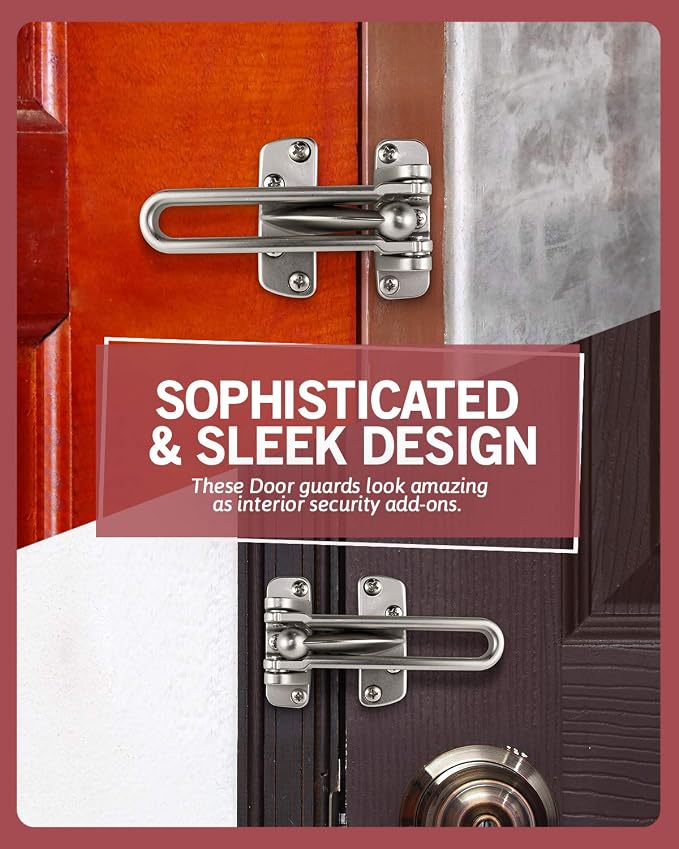 Jack N’ Drill Swing Bar Door Lock Durable Door Guard for Back & Front Doors, Childproof Door Security Made from Reinforced Diecast Metal for Home Security (Satin Nickel, 2 Pack) - Image 5