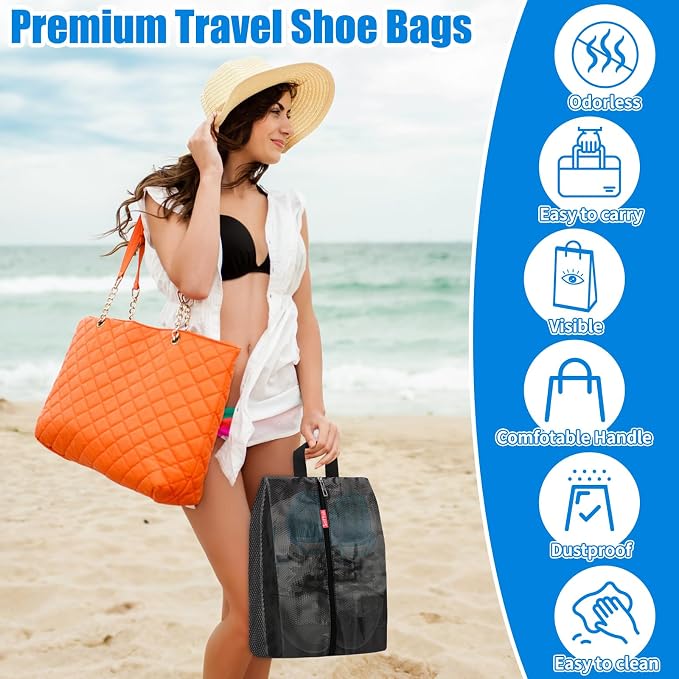 SelfTek Travel Shoe Bags, 3 Pack 3 Size Waterproof Shoe Bags for Travel with Double-Sided Zippers, Portable Shoe Storage Organizer for packing for Men, Women & Kids - Ideal Family Travel Accessories - Image 6