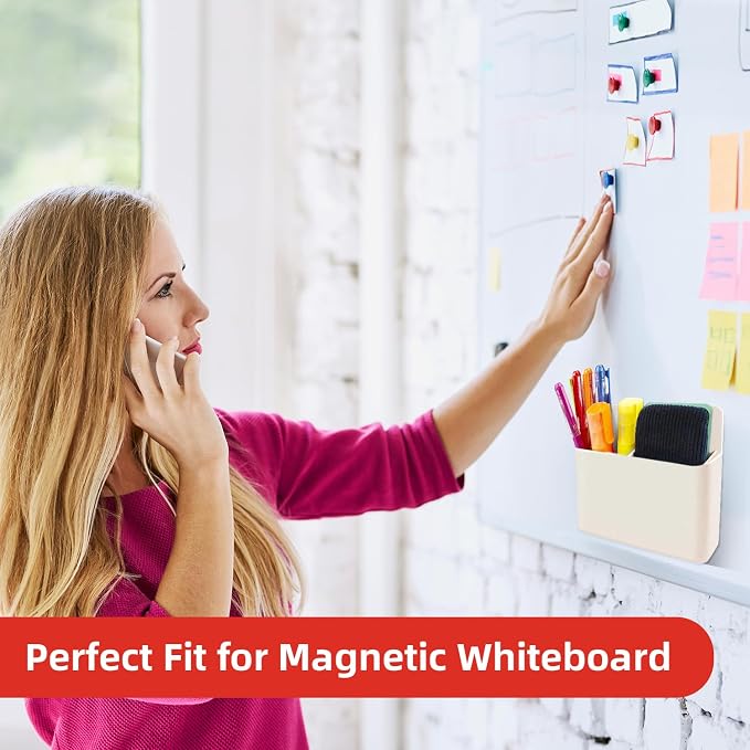 KITANIS Magnetic Pen Holder,2 Pack Magnetic Dry Erase Marker Holder with Generous Compartments,Strong Magnet Storage Marker Pen Pencil Organizer for Refrigerator,Whiteboard,Locker Accessories - Image 5
