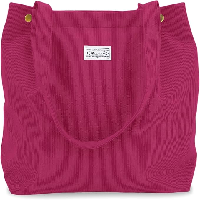 UERRUAM Corduroy Tote Bag for Women with Inner Pockets, Cute Go-to Bag | Slouchy Shoulder Bag for Everyday, Work, Books, Beach & Grocery Shopping, Lightweight Washable Foldable, Cloth Purse by UERRUAM