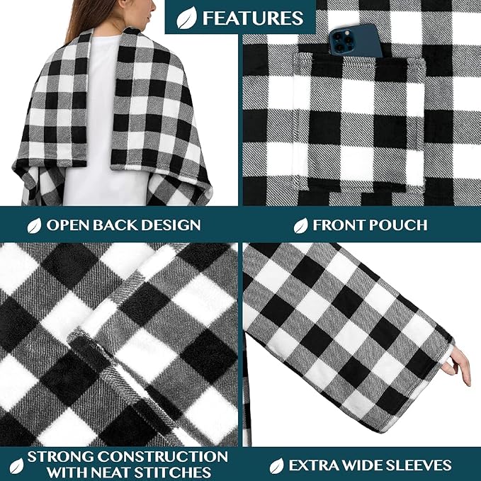 PAVILIA Wearable Blanket with Sleeves for Adult Women Men, Cozy Fleece Warm Wrap Throw with Arms, Gifts for Christmas, Wife - Image 2
