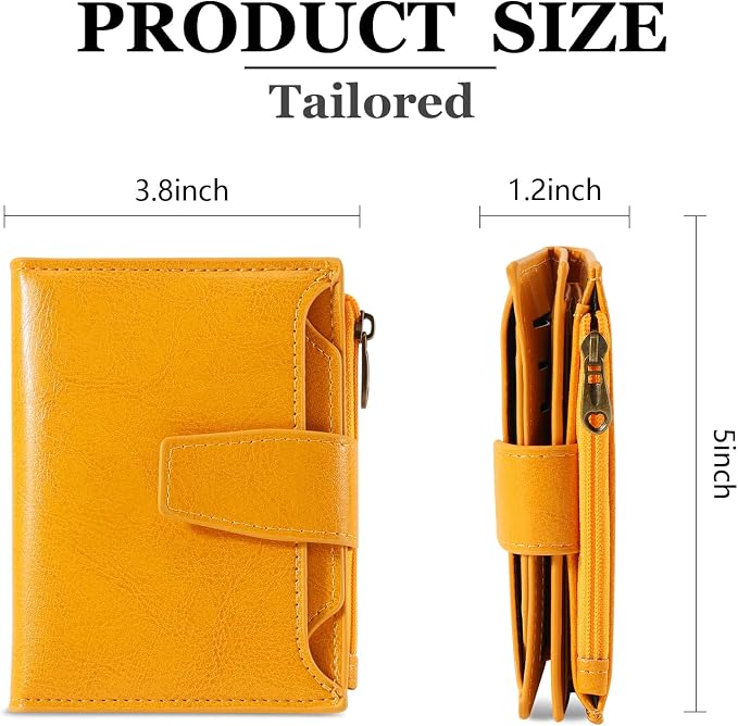 Small Wallet Women RFID Blocking Soft Leather Bifold Compact Card Holder Wallet for Women with Zipper Coin Pocket 4 ID Window - Image 3