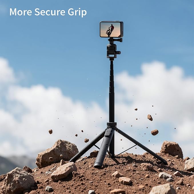 70" Selfie Stick Tripod for Gopro Action Camera Phone Tripod | with Wireless Remote & Phone Holder, Compatible with iPhone, GoPro, DJI, Insta360 - Image 2