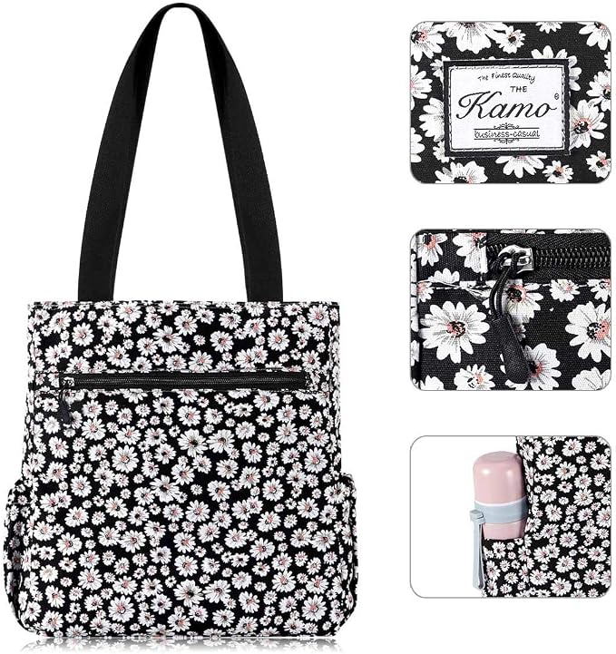 KAMO Floral Tote Bag - Waterproof Lightweight Handbags Travel Shoulder Bag for Hiking Yoga Gym Swimming Travel Beach - Image 4