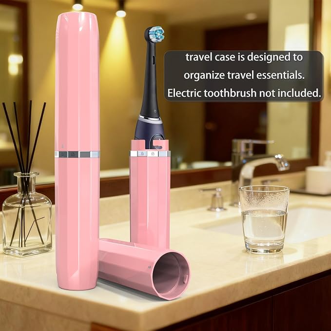 Long Ventilated Electric Toothbrush Travel Case, Portable Holder, Fits Most Standard Straight Electric Toothbrushes (Pink) - Image 5