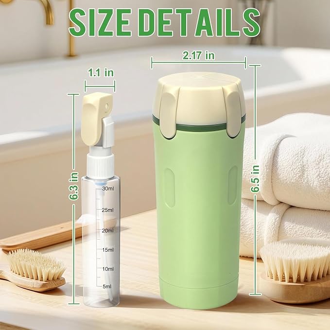 4 in 1 Travel Dispenser,4 Pack 30ML Travel Bottles for Toiletries,Refillable, Leak Proof and Portable,Suitable for Storing Shampoo, Shower Gel, Suitable for Travel, Camping (Green) - Image 2