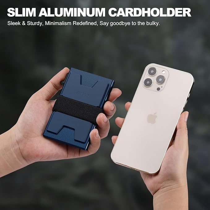 SEMORID RFID Blocking Slim Card Holder Wallet for Men Wallet Minimalist | Durable Expandable Backplate Compact Smart Metal Pop Up Wallet Front Pocket Holds 12+ Cards Plus Cash, Birthady Gifts for Men - Image 4