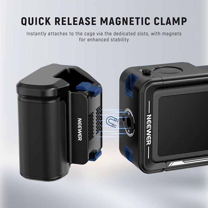 NEEWER AC034 Side Handle Only for AC014 Cage Compatible with DJI Osmo Action 5 Pro/4/3, Modular Quick Release Magnetic Action Camera Mount Adapter with Grip & Cold Shoe Shutter Extender Bar, Black - Image 3